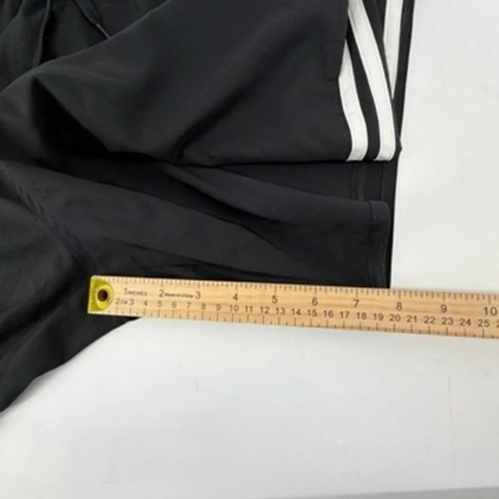 Adidas Mens Black White 3-Stripe Athletic Shorts XL Mesh Lined Drawstring Pocket
